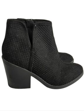 Soda Cutout Booties Black Chunky 2" Heel Like NEW *AY